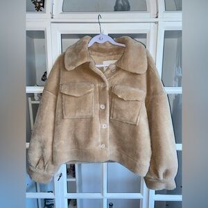 American Eagle Outfitters Tan Faux Fur Jacket